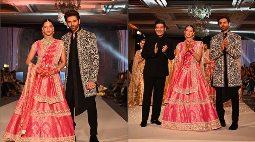 Kartik Aaryan and Triptii Dimri Dazzle as Showstoppers for Manish Malhotra at 'Namo Bharat' Event